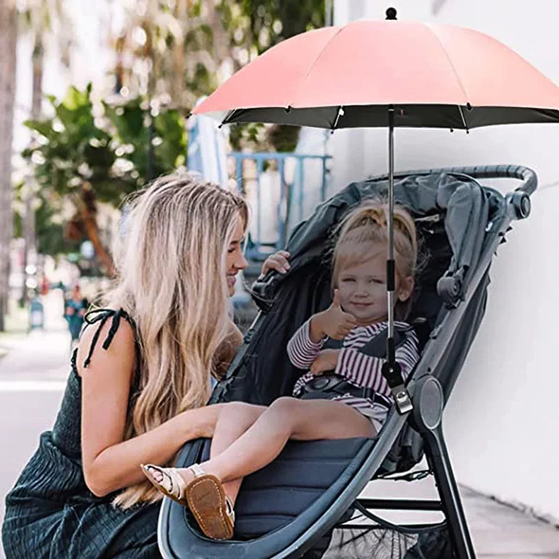 Ombrelle poussette universelle — Parapluie Pince Réglable Anti-UV & Pluie UPF50+ | Toutes Marques