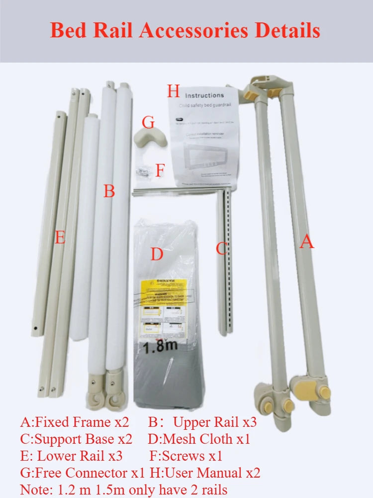 Barrière de Lit Anti-Chute Bébé & Enfant Réglable – Rail de Sécurité Lit 1.5M à 2.0M
