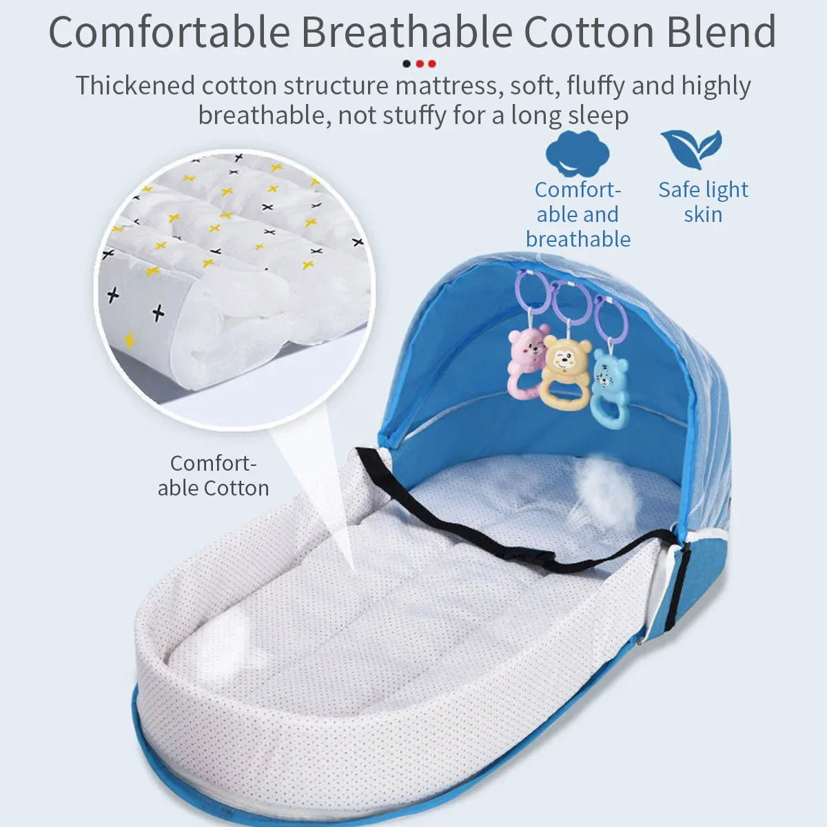 Lit parapluie bébé — Berceau Voyage Premium Moustiquaire & Matelas Anti-Écrasement | 5 Couleurs