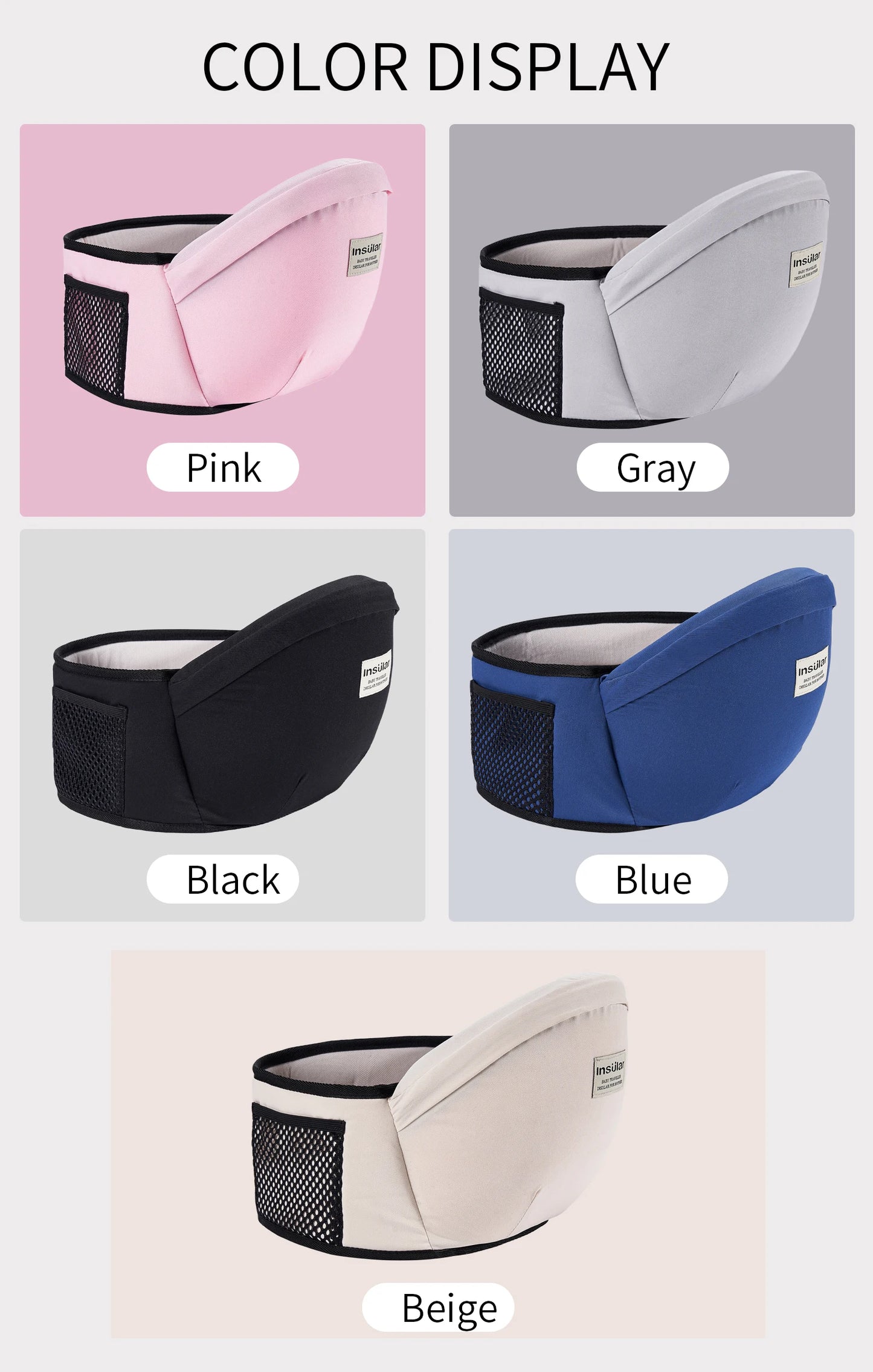 Porte-Bébé avec Siège de Hanche Ajustable – Ergonomique Physiologique Léger & Confortable | 9 Couleurs
