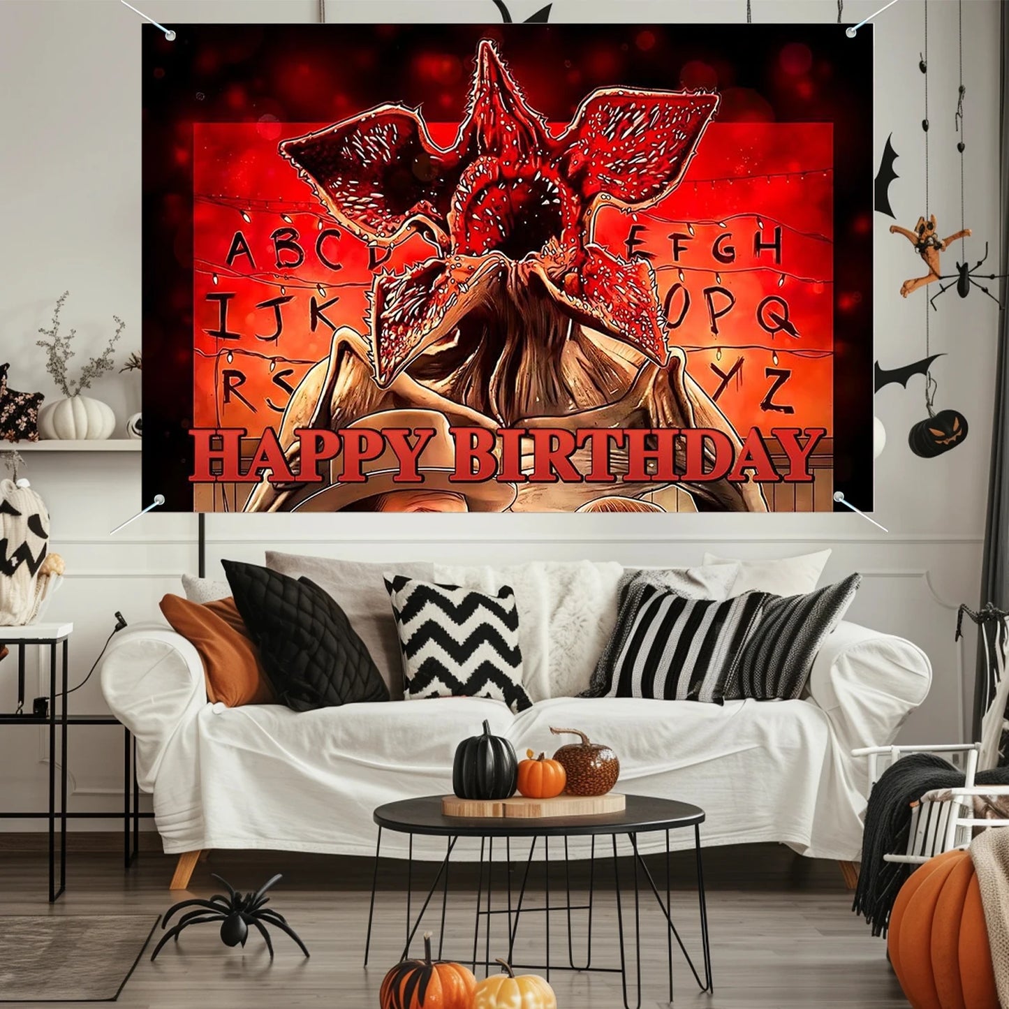 Bannière Décoration Anniversaire Stranger Things – Backdrop Upside Down Thème Horreur Forêt