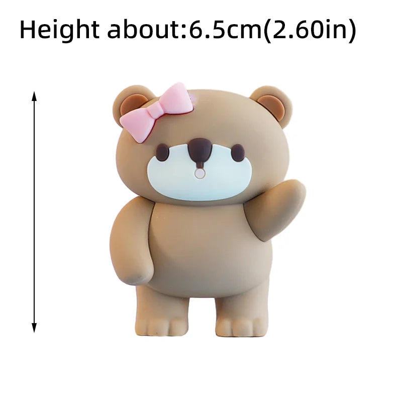 New 3D Bear Cake Topper Baby Shower Bear Decoration Boy Girl Happy 1st Birthday Party Cake Decor Gender Reveals Party Supplies