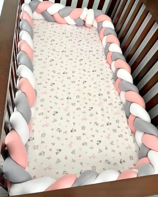 Knotted Cot Bumper — Soft Bar Protection Cotton | 1M 2M 3M 4M | 32 Colors Girl & Boy