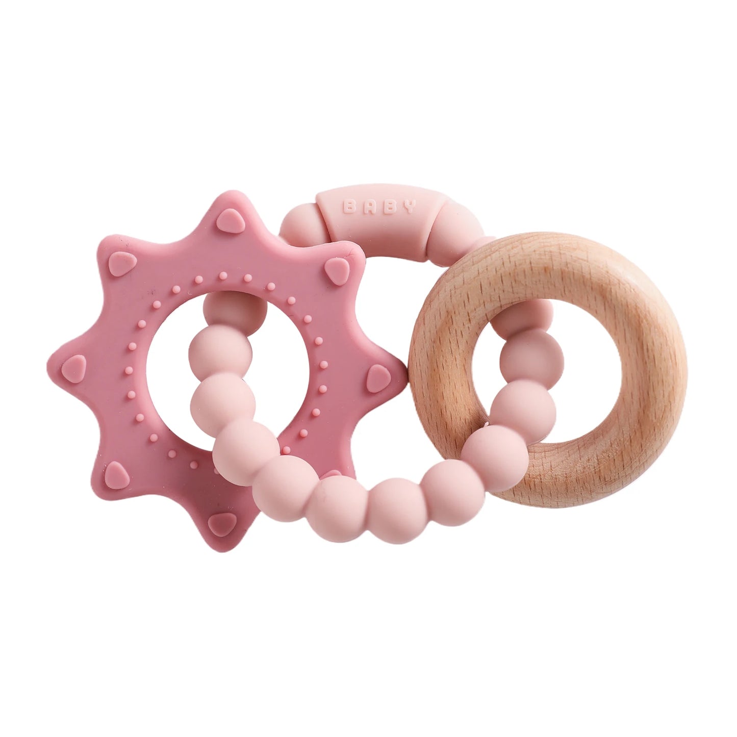 Anneau de Dentition Silicone Bébé – Jouet Sensoriel Sans BPA | 0-12 Mois