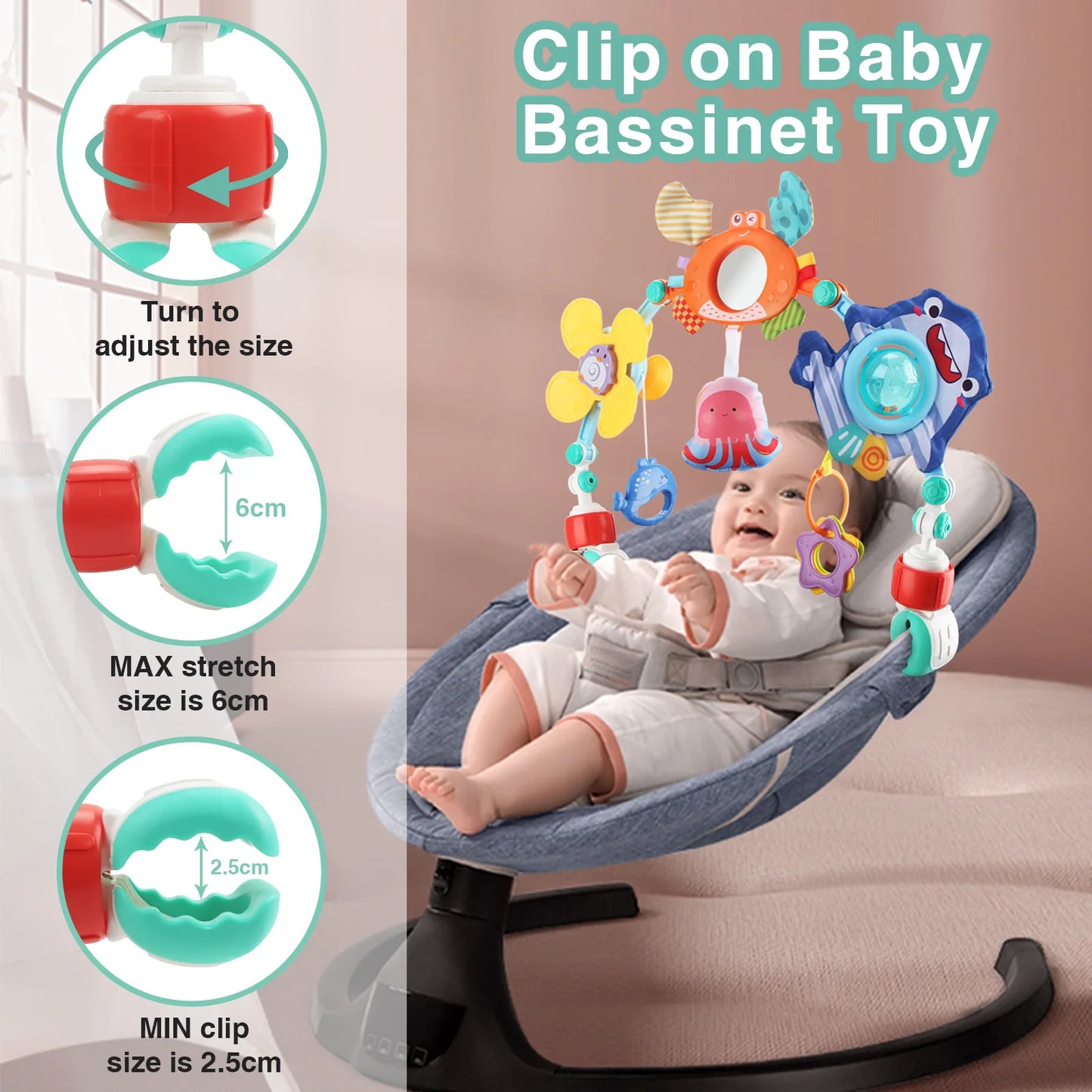 Jouet À Suspendre Bébé Poussette & Siège Auto – Spirale D’Activité Éveil Sensoriel