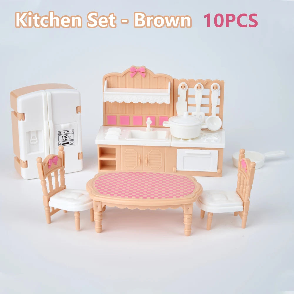 Mobilier Miniature 1:12 Maison de Poupée – Cuisine, Lit Superposé, Bus Rose & Accessoires Fille