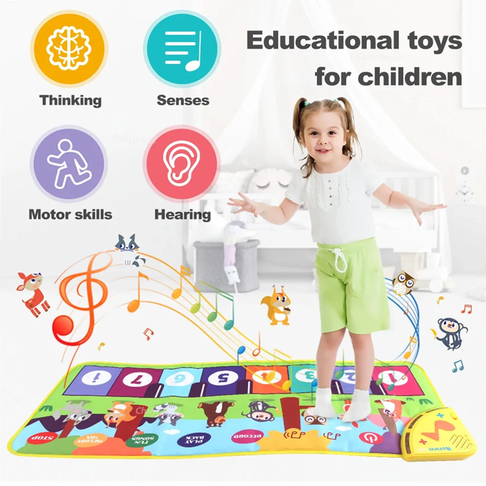 Tapis Piano Musical Enfant avec Chansons Démo 80x30cm – Clavier Danse & Apprentissage | Fille & Garçon