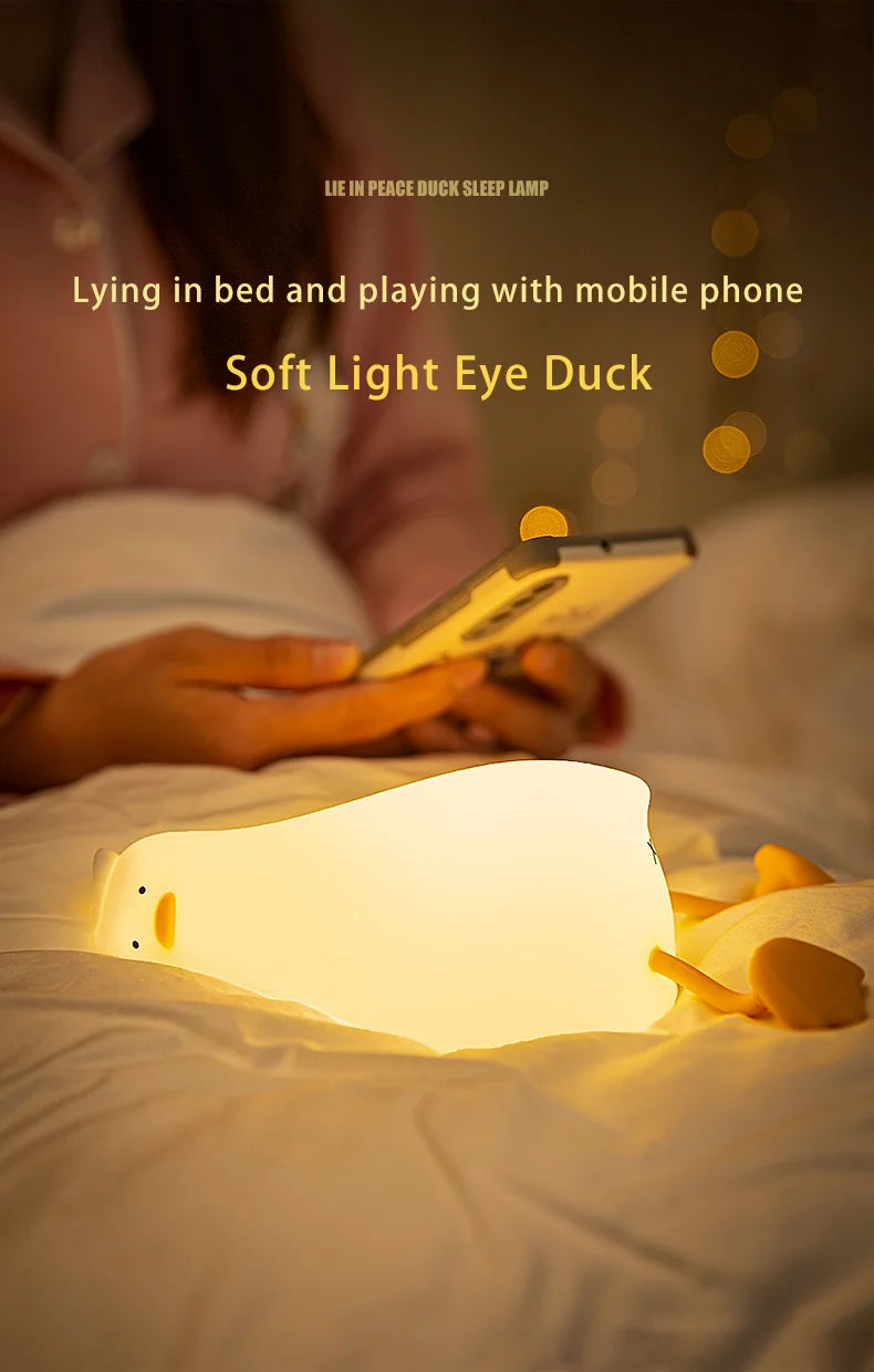 Veilleuse canard bébé silicone — LED Tactile Rechargeable Lumière Douce | Déco Chambre Bébé & Enfant