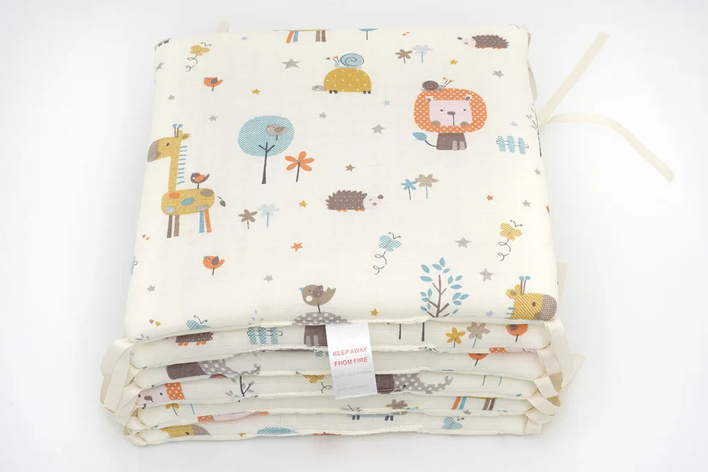 Barrière de lit enfant anti-chute — Coton Lavable Amovible 6 Pièces | Bleu, Beige, Blanc, Kaki