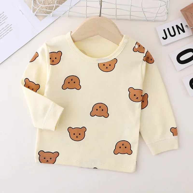 Pyjama Bébé 2 Pièces Coton — Haut Manches Longues & Pantalon, Unisexe Automne Hiver 3M-3 Ans