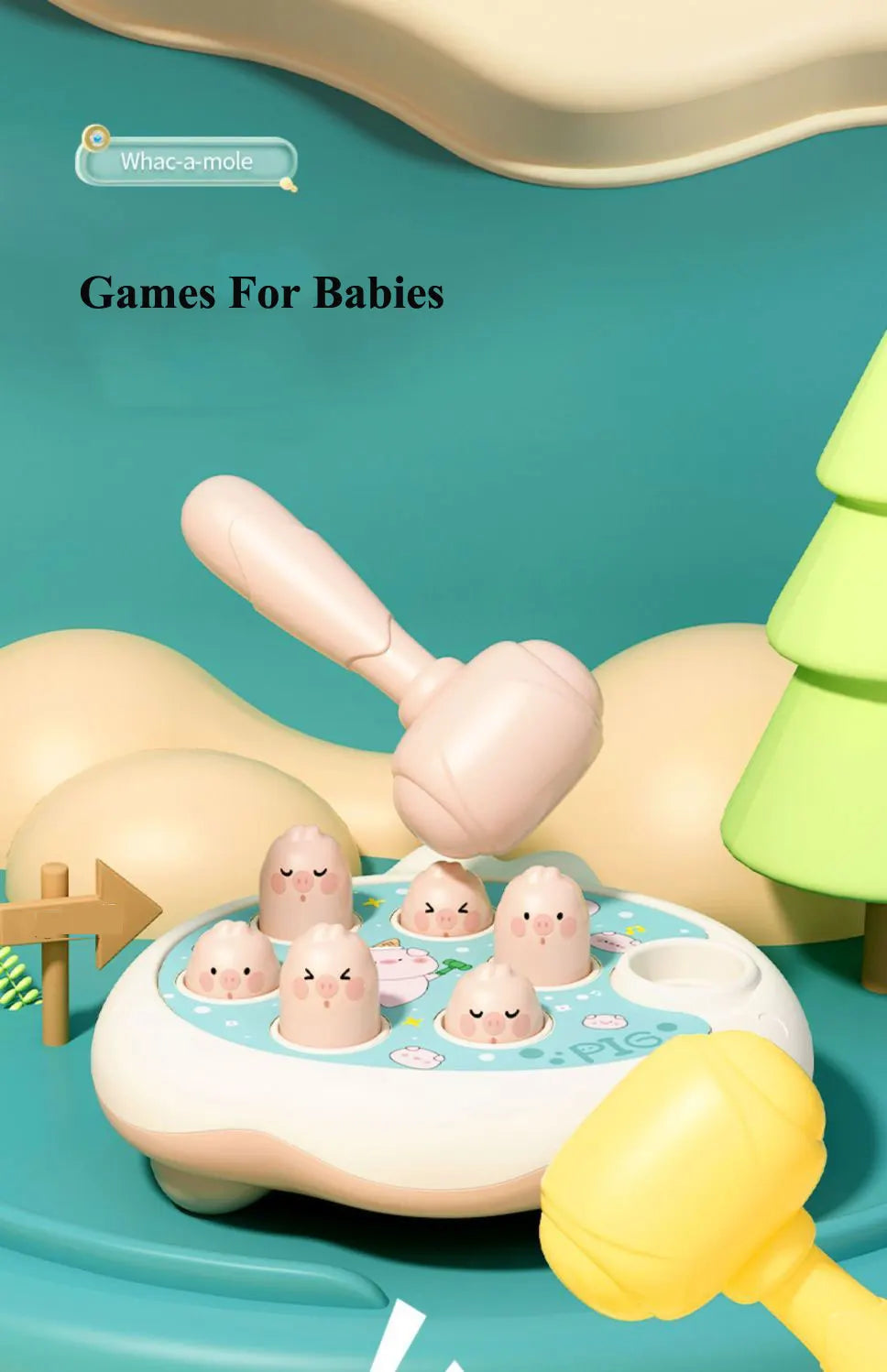 Jeu Marteau Bébé Montessori – Banc à Marteler Encastrement Canard Grenouille Cochon 12-24 Mois