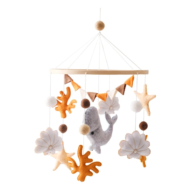 Mobile Musical Bébé Bois & Feutre — Cloche Lit Animaux Cartoon | Boîte à Musique & Support | 36 Modèles