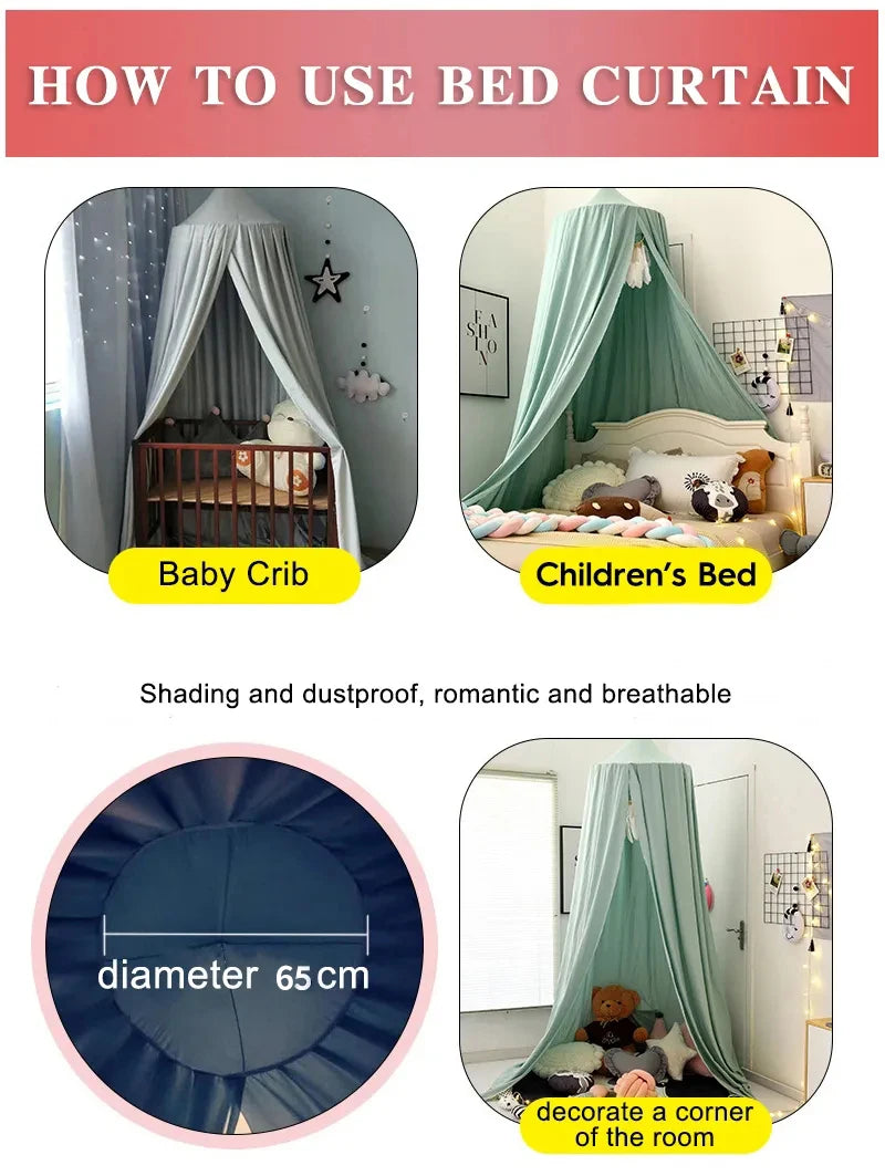 Ciel de lit bébé baldaquin moustiquaire — Tulle Féerique Princesse | Fille 12 Couleurs Décoration Chambre