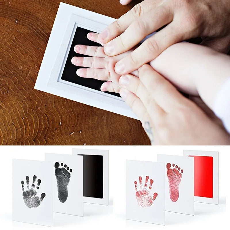Kit Empreintes Mains & Pieds Bébé DIY 4 Couleurs – Tampon Encre Propre Cadeau Naissance | 0-6 Mois