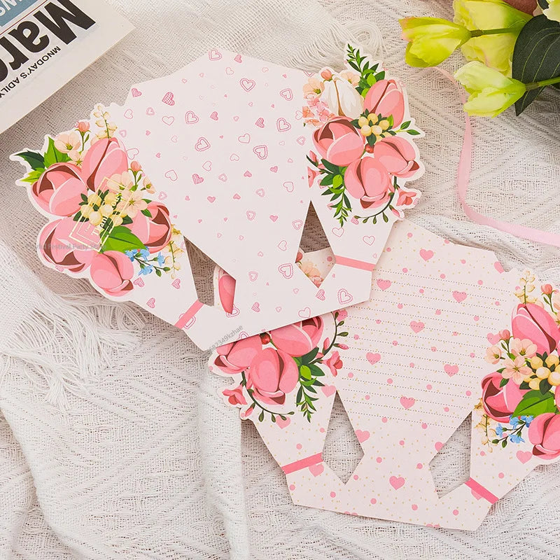 Carte de Vœux Fleurs 3D Bouquet Pliable – Anniversaire, Merci, Fête Maîtresse & Toutes Occasions