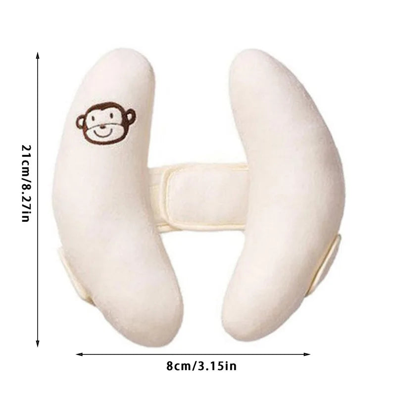 Appui-Tête Poussette Banane Motif Fleur – Cale Tête Coussin Support Cou Bébé | Blanc & Rose Siège Auto