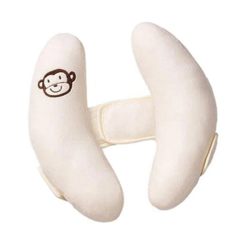 Appui-Tête Poussette Banane Motif Fleur – Cale Tête Coussin Support Cou Bébé | Blanc & Rose Siège Auto