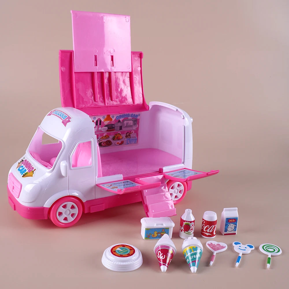 Mobilier Miniature 1:12 Maison de Poupée – Cuisine, Lit Superposé, Bus Rose & Accessoires Fille