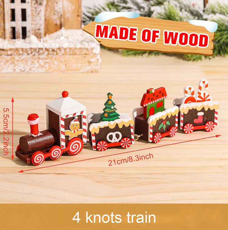 Train de Noël Miniature Bois – Décoration Sapin & Table Fêtes 2025, Cadeau Enfant Nouvel An 2026