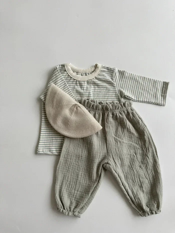 Pantalon Bébé Coton Bio – Mousseline Douce Imprimé Mignon Garçon & Fille 3-6M à 2-3 Ans