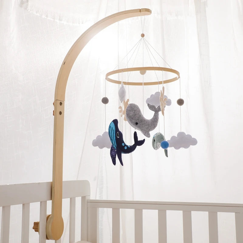 Mobile Hochet Bois & Crochet Bébé – Cloche Lit Étoiles & Pendentifs | Support Nuage | 27 Modèles