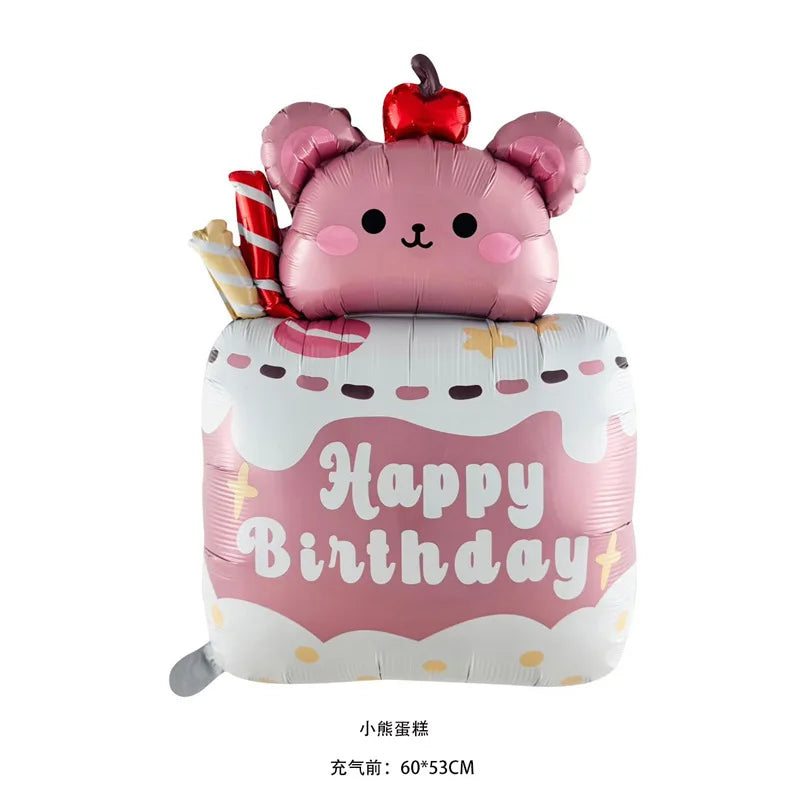 Ballon Aluminium Gâteau Anniversaire Kawaii – Décoration Fête Bébé 1 An, Enfant & Baby Shower