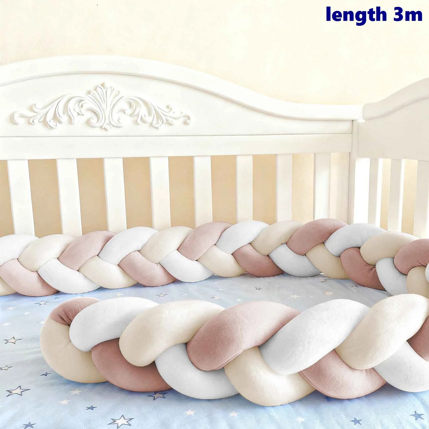 Tour de Lit Bébé Tressé Nœuds Spandex Doux – Pare-Chocs Berceau Unisexe 1M 2M 3M 4M