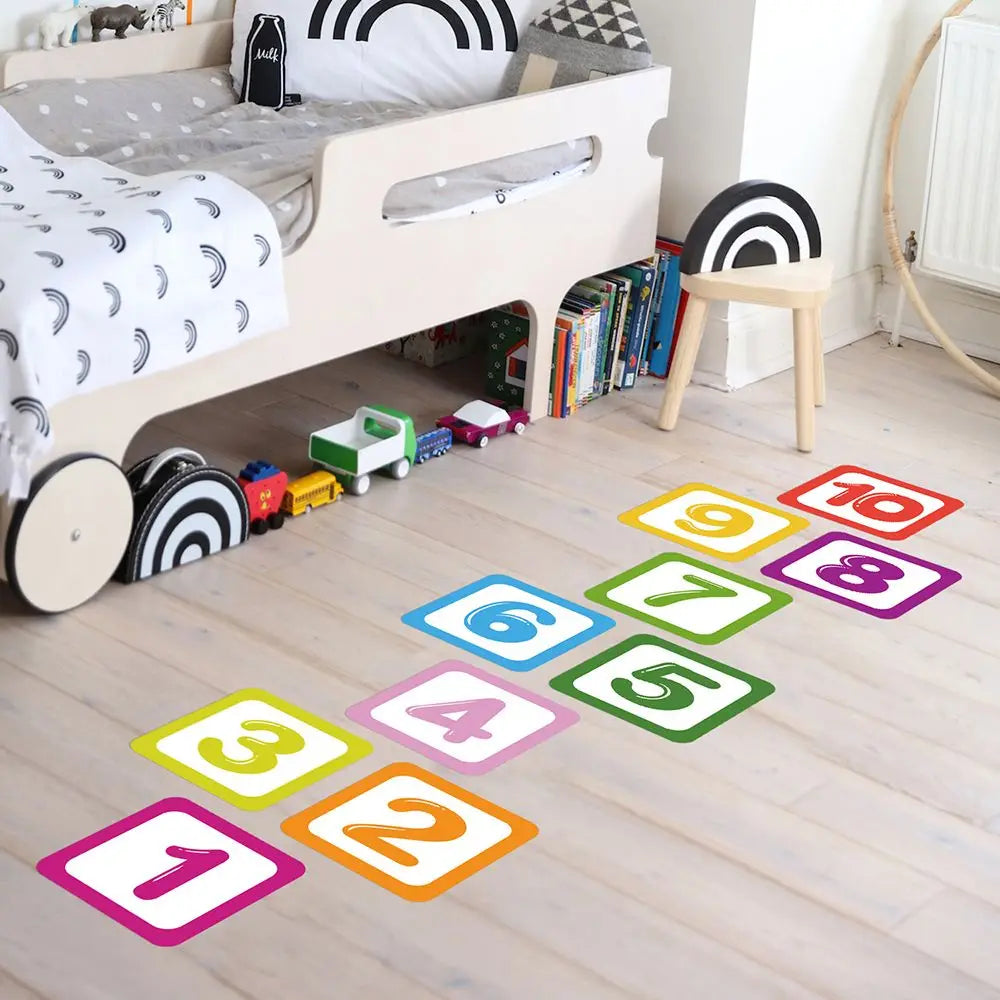 Sticker Sol Jeu de Marelle Chiffres – Autocollant PVC Éducatif Chambre Bébé Maternelle, Cadeau Parent-Enfant