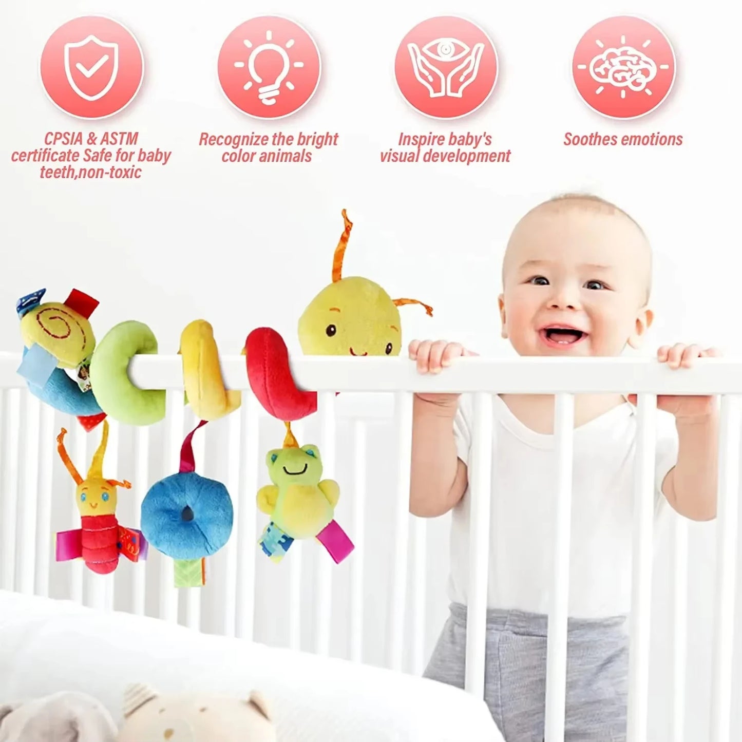 Spirale d’activité bébé poussette — Hochet Tissu Suspendu Lit Siège Auto | Cadeau Naissance Fille Garçon