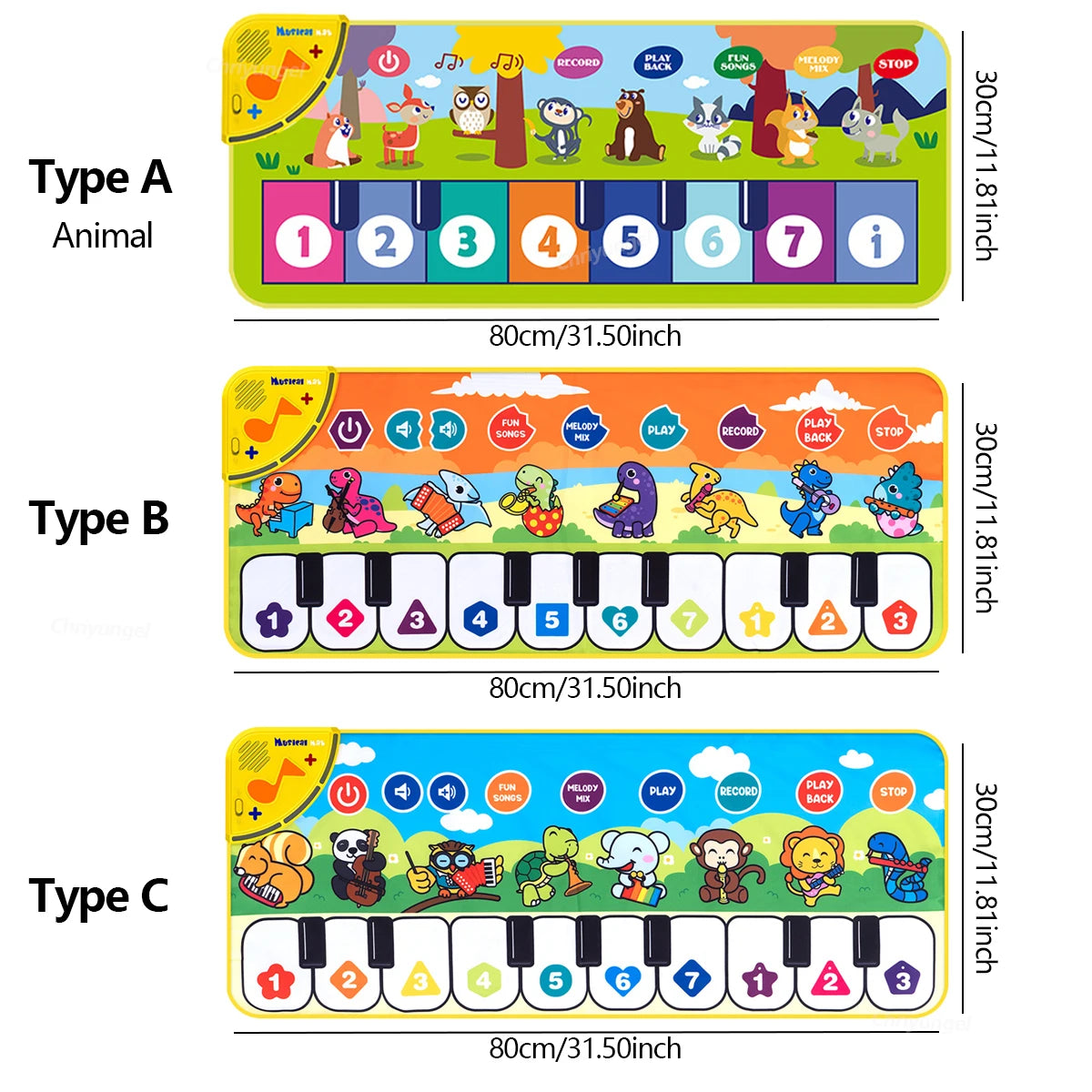 Tapis Piano Musical Enfant – Clavier Danse & Fitness au Sol | Fille & Garçon | 3 Modèles