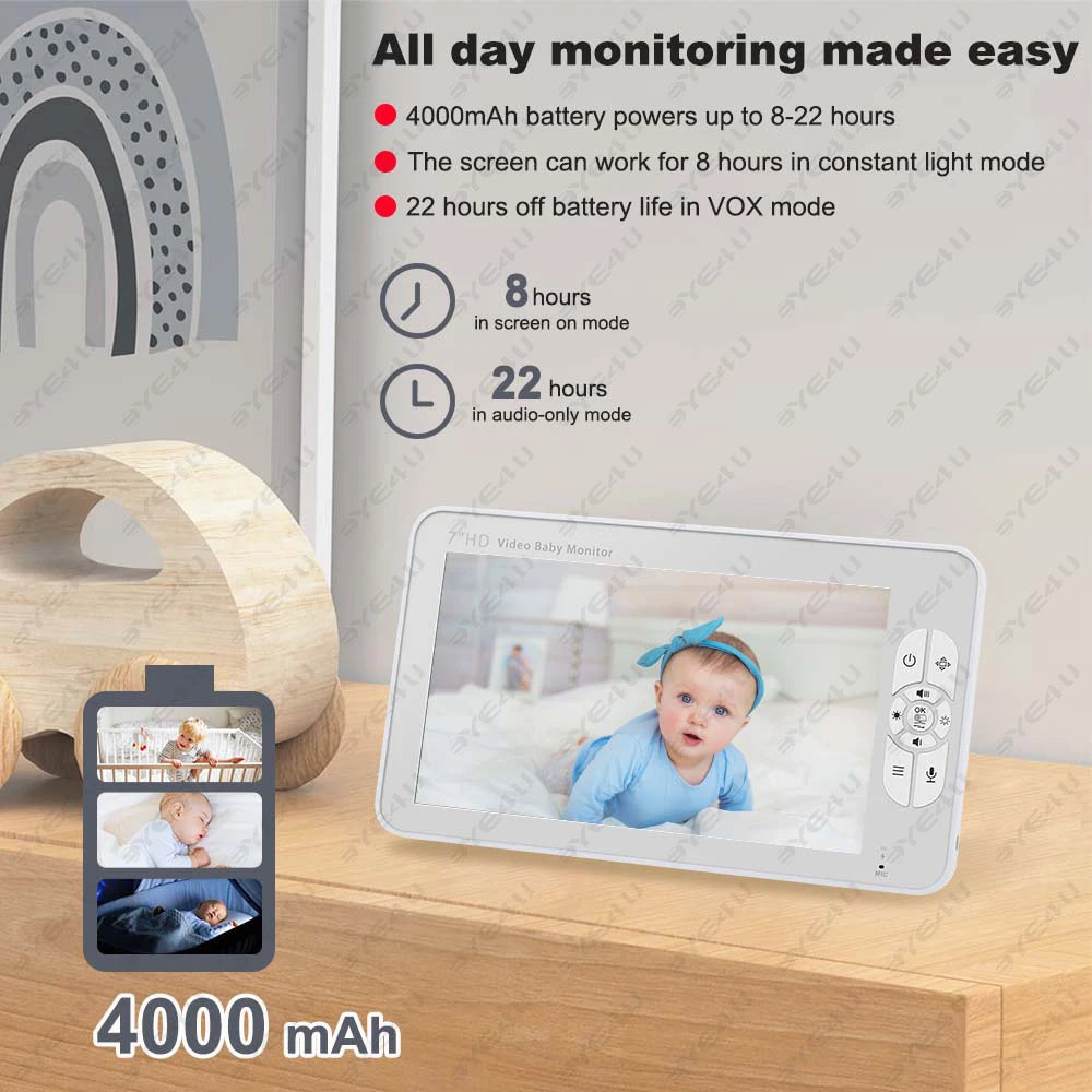 Babyphone Vidéo 5 Pouces PTZ – Capteur Température, Berceuses & Zoom | Meilleur Rapport Qualité-Prix