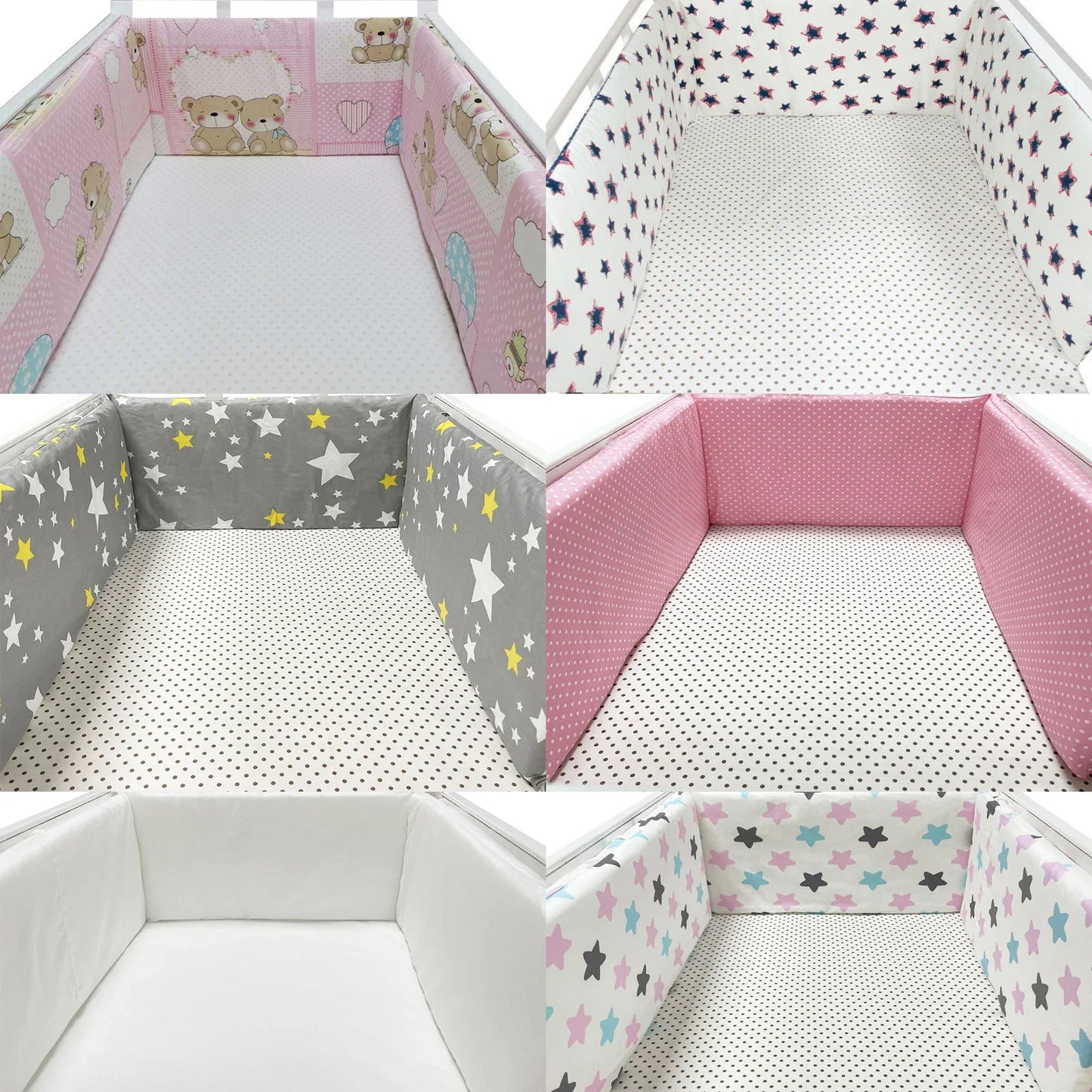 Tour de Lit Bébé Coton Motifs — Protège Barreaux Respirant 60x120 | 14 Coloris Fille & Garçon