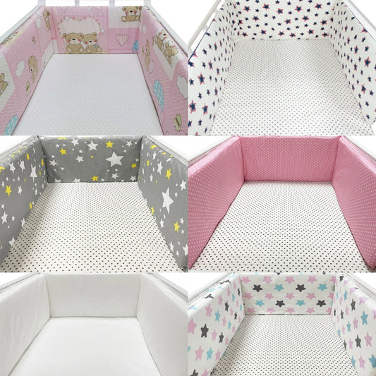 Tour de Lit Bébé Coton Motifs — Protège Barreaux Respirant 60x120 | 14 Coloris Fille & Garçon