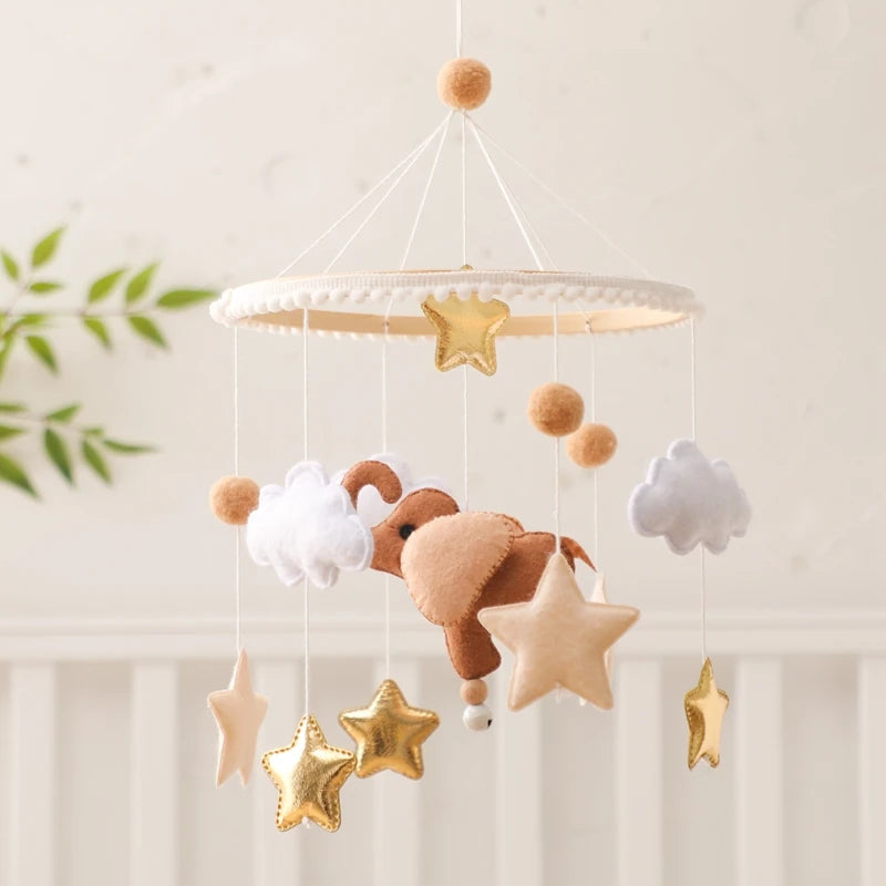Mobile Musical Bébé Bois Feutre Premium — Cloche Lit Animaux & Boîte à Musique | 3 Modèles