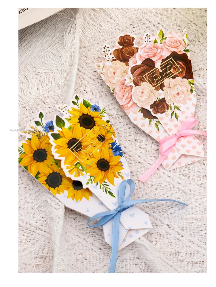 Carte de Vœux Fleurs 3D Bouquet Pliable – Anniversaire, Merci, Fête Maîtresse & Toutes Occasions