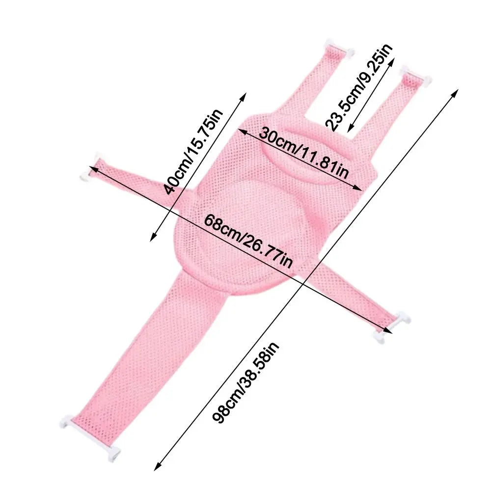 Filet de Bain Bébé Antidérapant Croix Ajustable – Siège Berceau Nouveau-Né | Rose, Bleu & Étoile