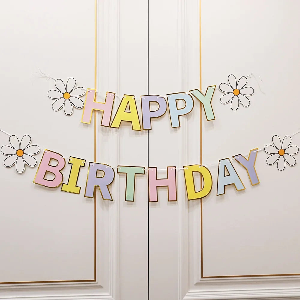 Guirlande Fanions Marguerite Blanche – Décoration Anniversaire Bohème Florale & Baby Shower