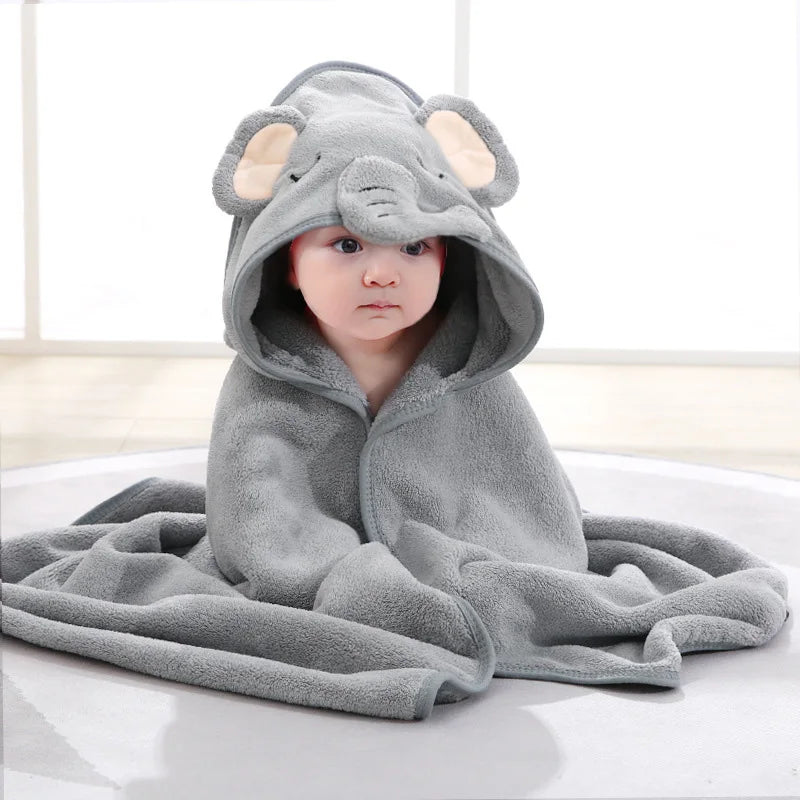 Cape de Bain Bébé à Capuche – Motif Animal Doux & Chaud