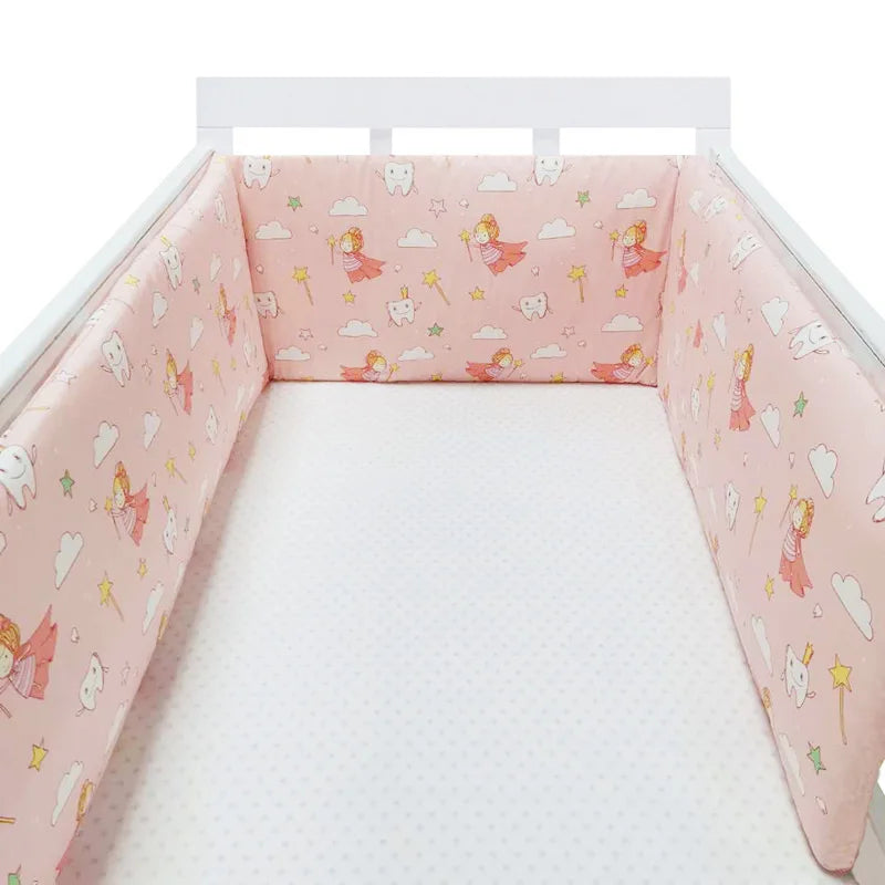 Tour de Lit Bébé Coton Épais 1 Pièce — Coussin Protège Barreaux Lavable | 24 Coloris Fille & Garçon