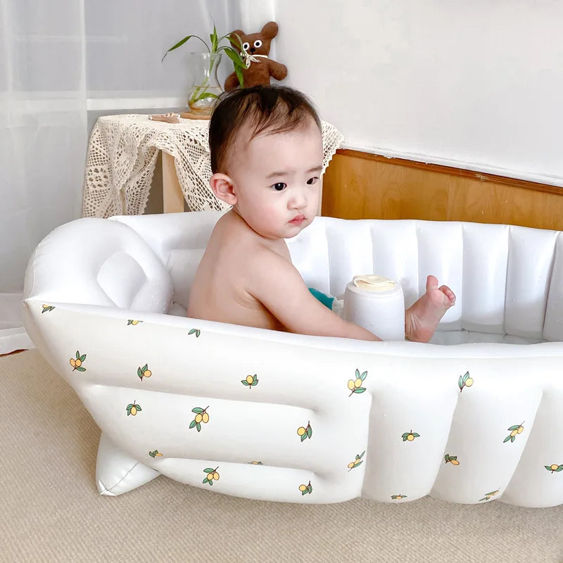 Baignoire Gonflable Bébé Enfant Cartoon Pliable 90x55cm – Portable Intérieur & Extérieur | 0-8 Ans