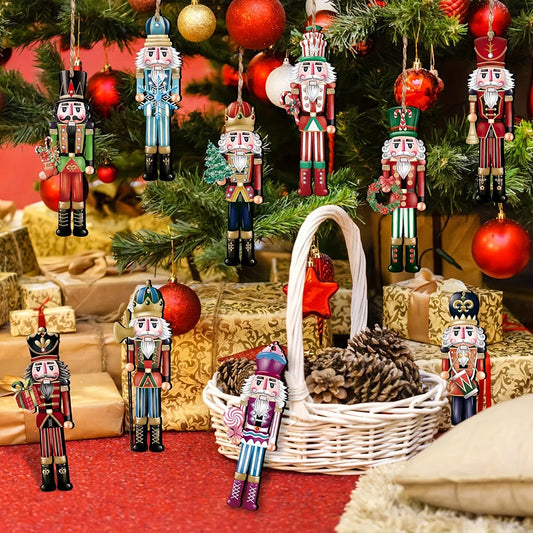 Lot 12 Figurines Casse-Noisette Bois – Décoration Sapin Noël Miniature, Soldat Bois Cadeau Fêtes