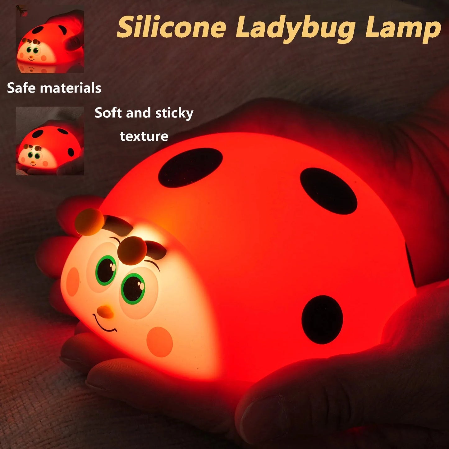 Veilleuse coccinelle bébé silicone — LED Lumière Douce Rechargeable USB | Cadeau Naissance Chambre Enfant