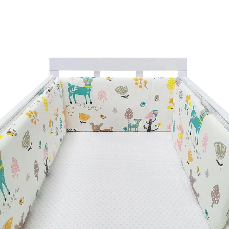 Tour de Lit Bébé Coton Épais 1 Pièce — Coussin Protège Barreaux Lavable | 24 Coloris Fille & Garçon