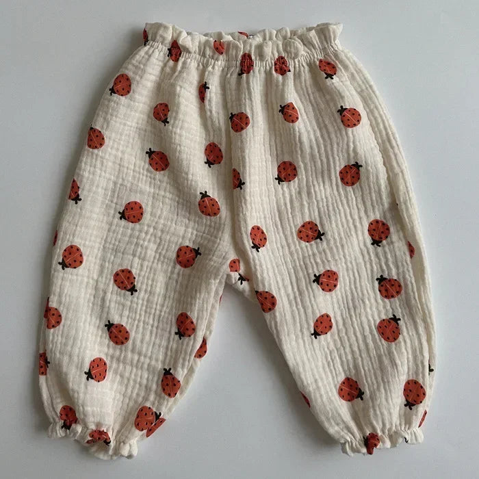 Pantalon Bébé Coton Bio – Mousseline Douce Imprimé Mignon Garçon & Fille 3-6M à 2-3 Ans