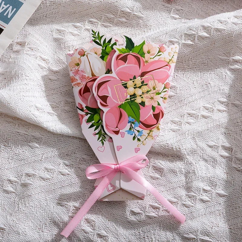 Carte de Vœux Fleurs 3D Bouquet Pliable – Anniversaire, Merci, Fête Maîtresse & Toutes Occasions