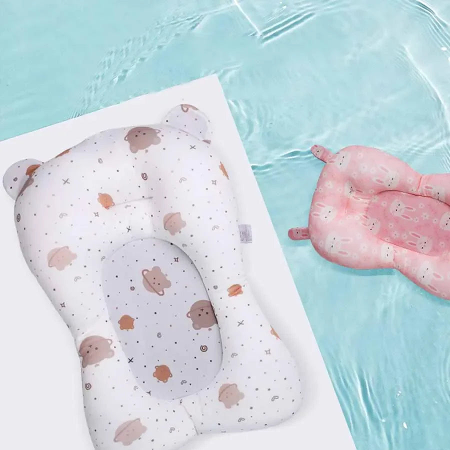 Tapis de Bain Bébé Pliable Antidérapant – Coussin Baignoire Cartoon Doux | Siège Bain Nouveau-Né & Nourrisson