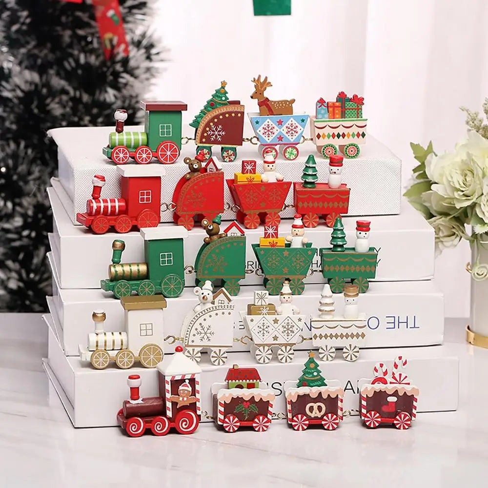 Train de Noël Miniature Bois – Décoration Sapin & Table Fêtes 2025, Cadeau Enfant Nouvel An 2026