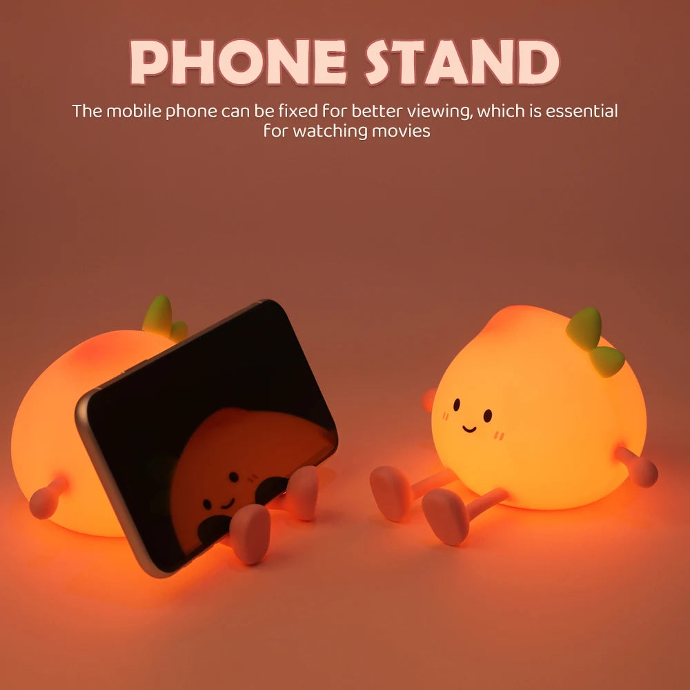Veilleuse pêche silicone — LED Tactile 3 Niveaux Luminosité Rechargeable Lumière Chaude | Chambre Bébé & Enfant