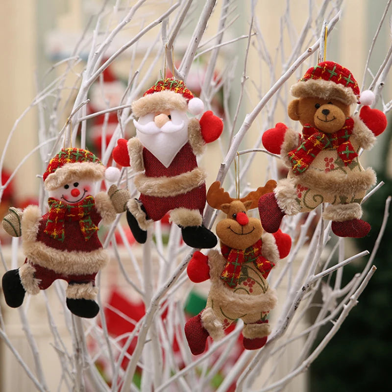 Lot 4 Figurines Décoration Sapin Noël DIY – Père Noël, Bonhomme de Neige, Pendentifs à Suspendre Cadeau Enfant