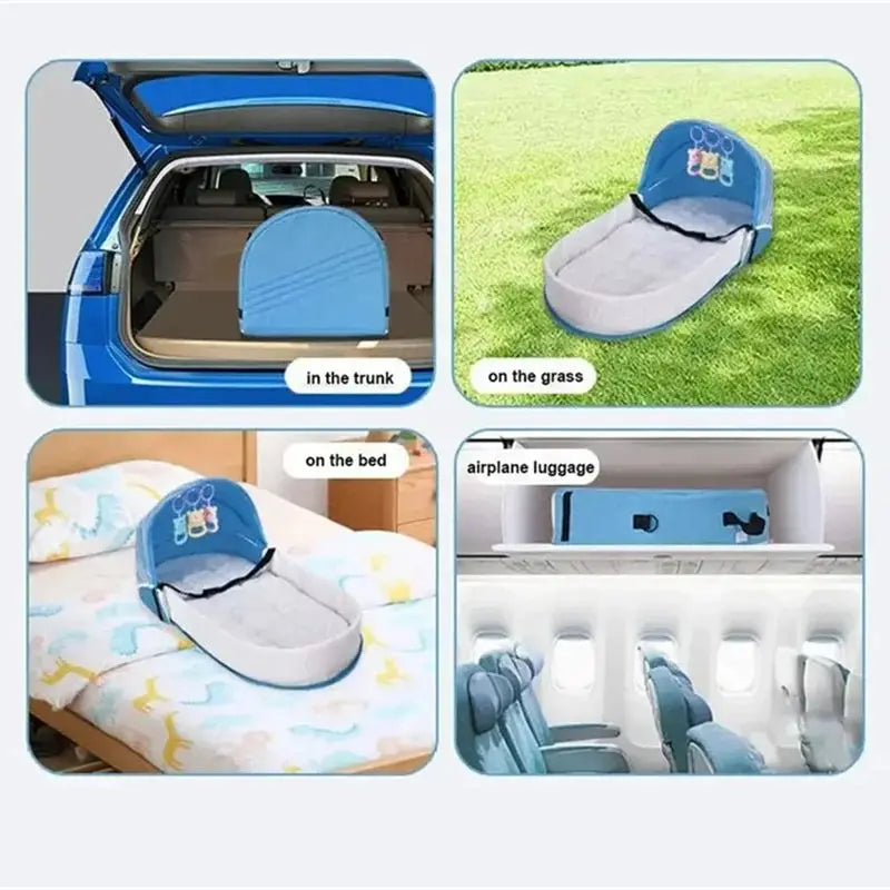 Lit Parapluie Bébé Pliable avec Moustiquaire & Matelas — Berceau Voyage Nomade | 4 Couleurs